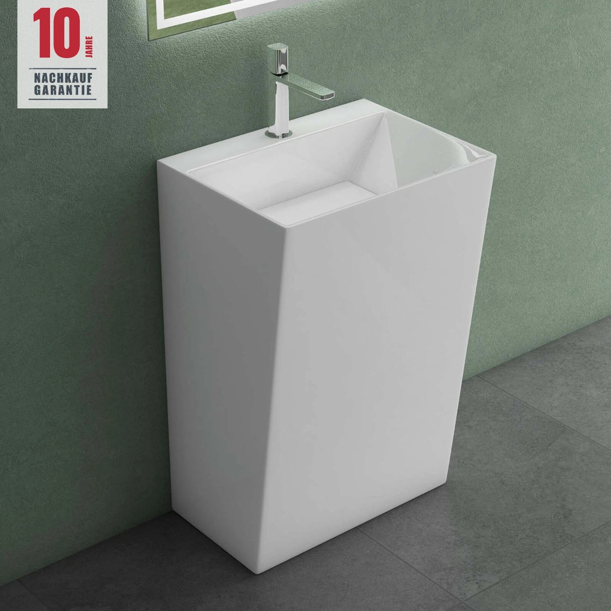 lavabo de diseño glasvilla freestanding Col40 blanco, de mineral, lavabo, BTH: 55x42x85cm