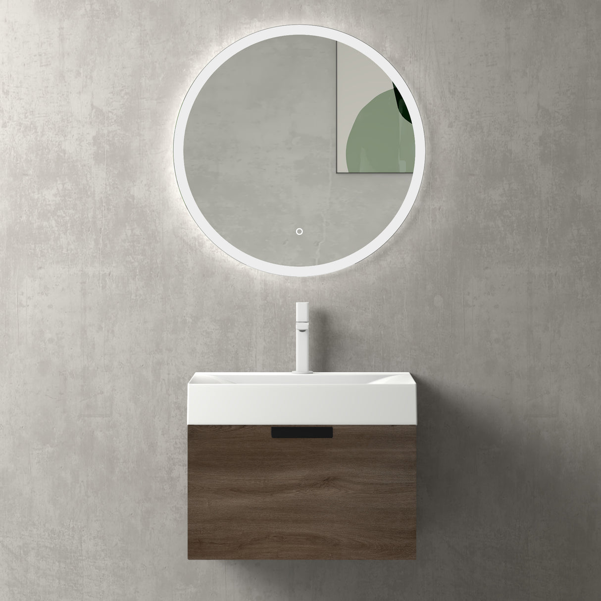 glasvilla Mobile Bagno Sospeso, Mobile da Bagno con Cassetto a Chiusura Soft-Close Include Lavabo, Lonato