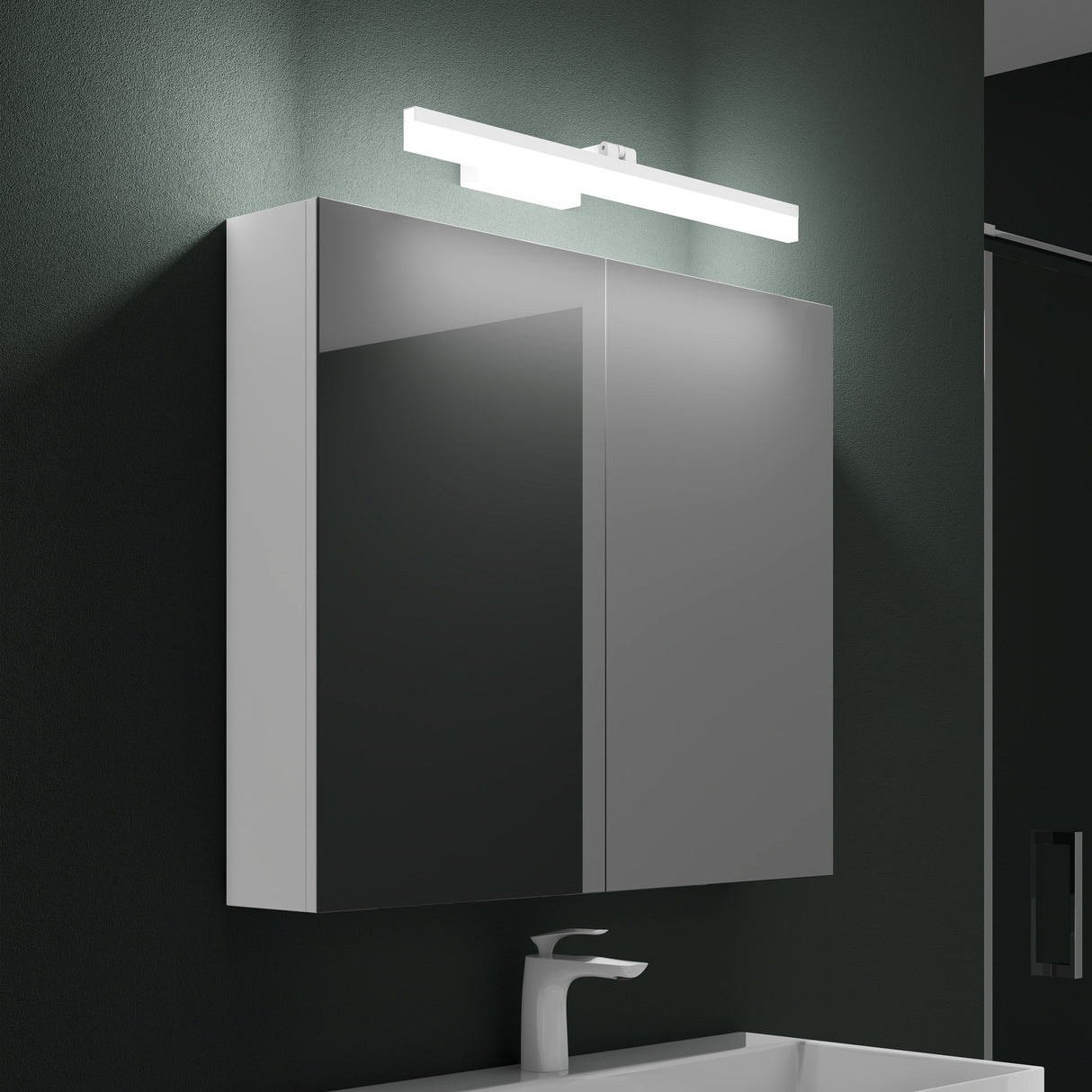 glasvilla Espejo armario de baño con iluminación armario de baño con lámpara de espejo lámpara de espejo 180° giratoria LED lámpara de baño Luxaris