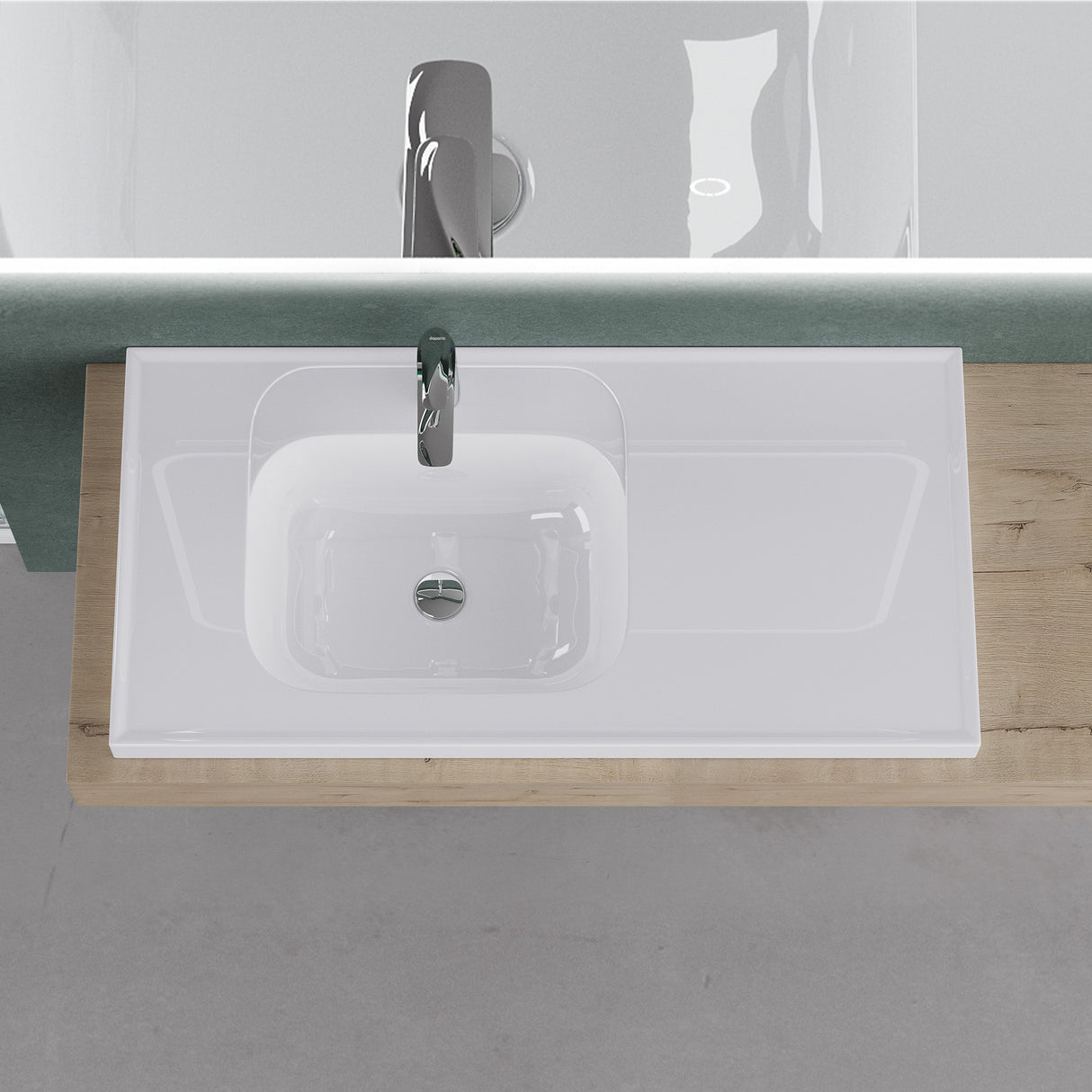 glasvilla Lavabo Brillante Blanco Lavabo de Empotrar Lavabo Mineral Rectangular Área de Lavado Col3601