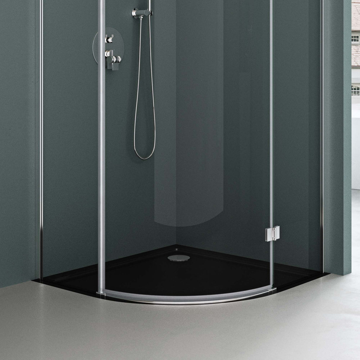 piatto doccia glasvilla in acrilico sanitario a quarto di cerchio Faro3