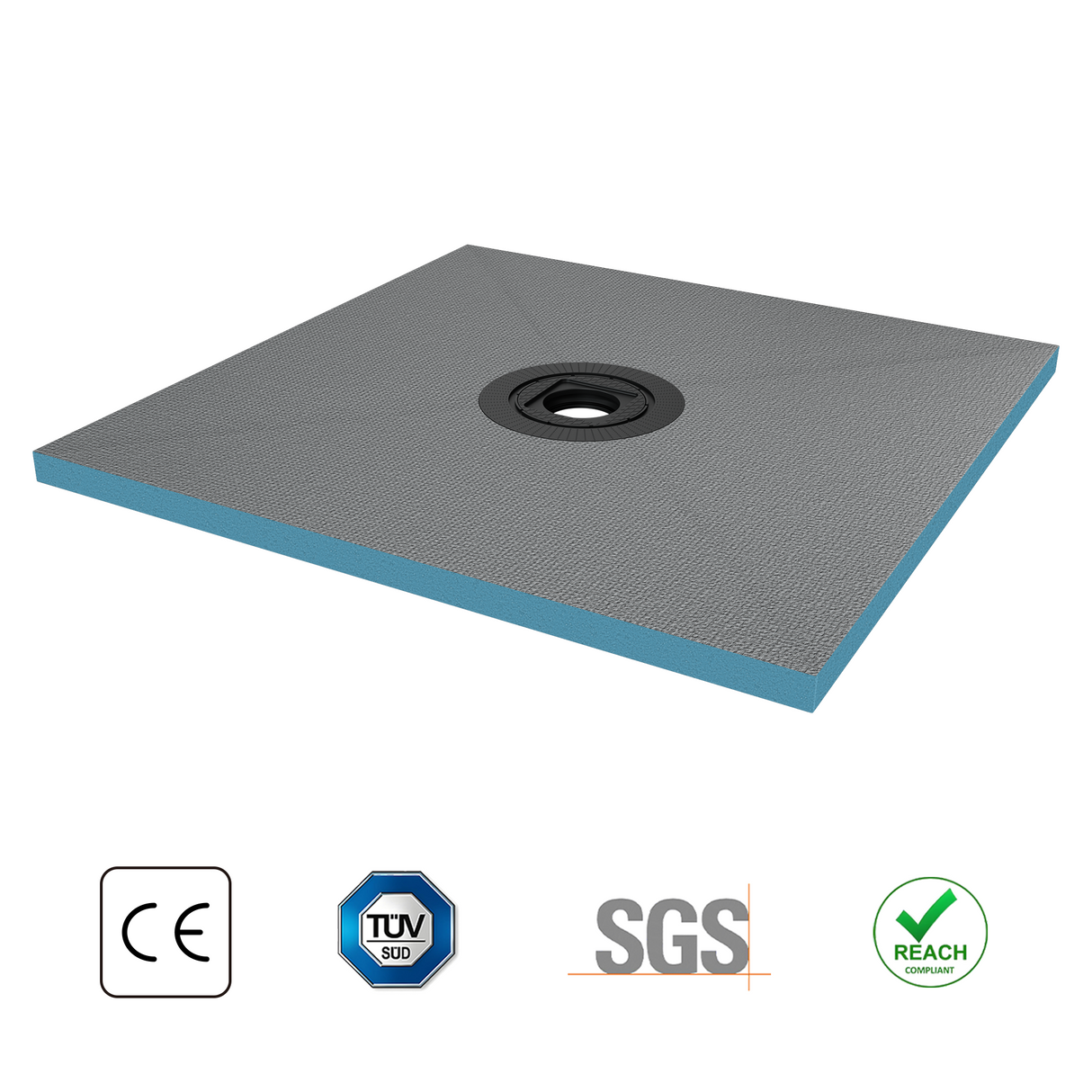 Élément de douche Glasvilla, panneau de douche carrelable, éléments de douche avec caniveaux, receveur de douche affleurant le sol, panneau XPS incliné