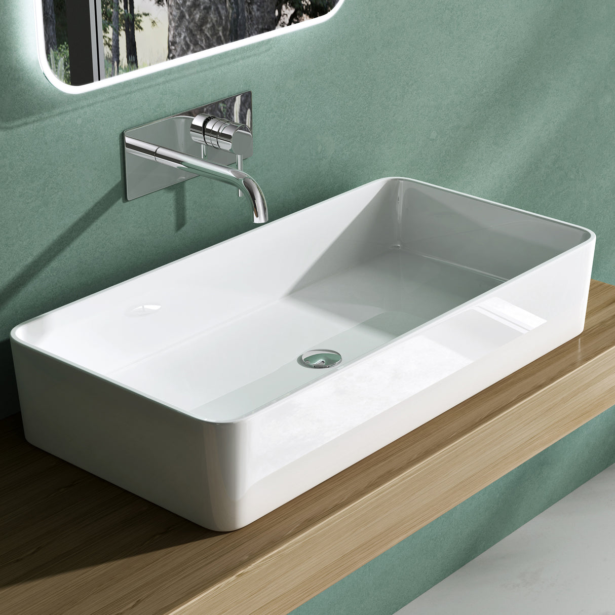 glasvilla Lavabo da Appoggio da Marmo Fuso Lavandino Bagno senza Foro per Rubinetto Col102