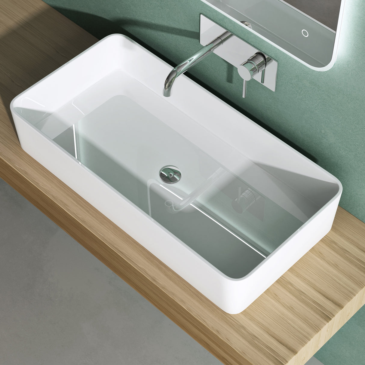 glasvilla Lavabo da Appoggio da Marmo Fuso Lavandino Bagno senza Foro per Rubinetto Col102