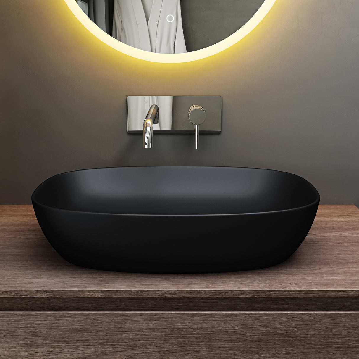 glasvilla Lavabo da Appoggio in Ceramica con Nano Rivestimenti Lavandino Bagno Brüssel104