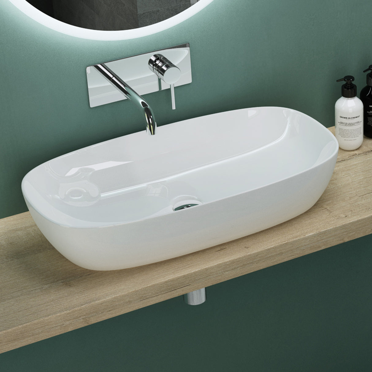 glasvilla Lavabo da Appoggio in Ceramica con Nano Rivestimenti Lavandino Bagno Brüssel104