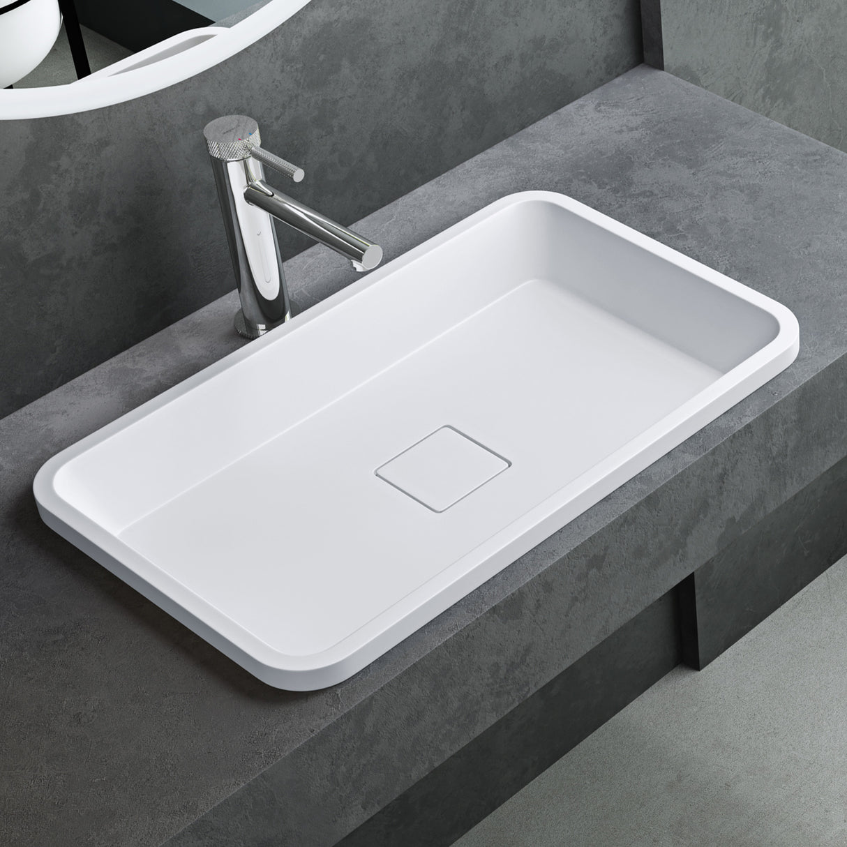 glasvilla Lavabo da Incasso da Marmo Fuso Lavandino Bagno da Appoggio con Coperchio di Scarico Col104