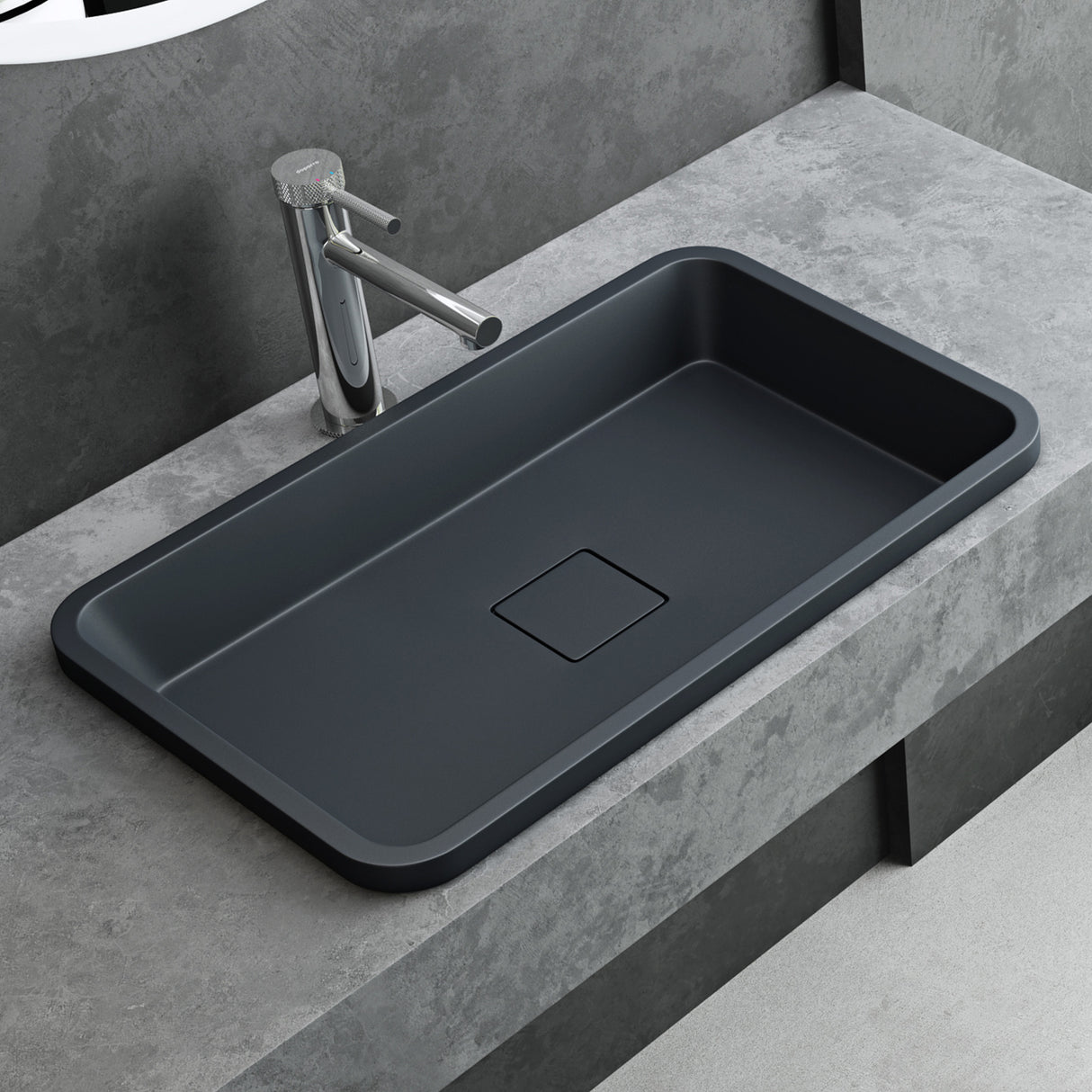 glasvilla Lavabo da Incasso da Marmo Fuso Lavandino Bagno da Appoggio con Coperchio di Scarico Col104