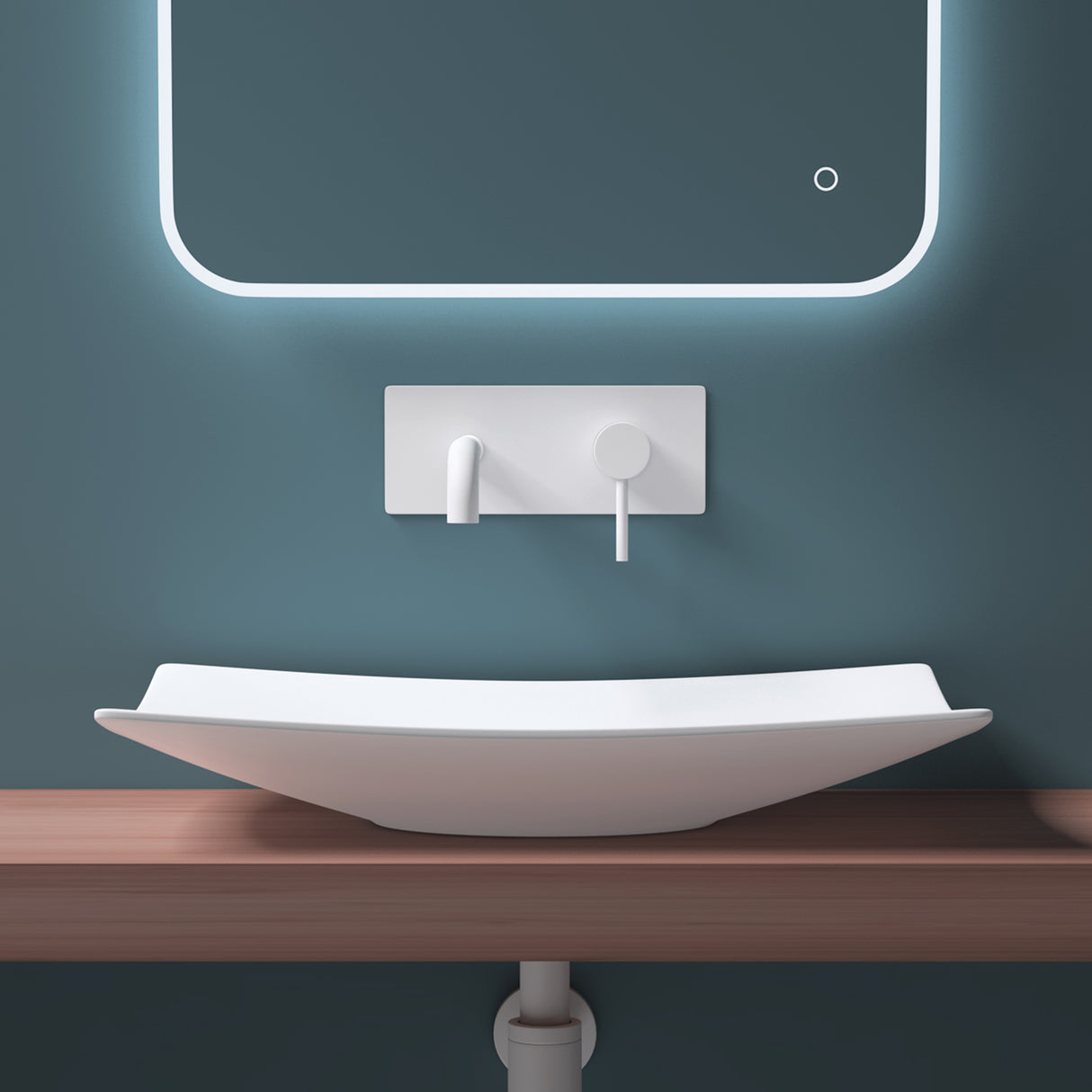 glasvilla Lavabo da Appoggio in Ceramica Lavandino Bagno Bianco Nano Rivestimenti inclusi Brüssel5096