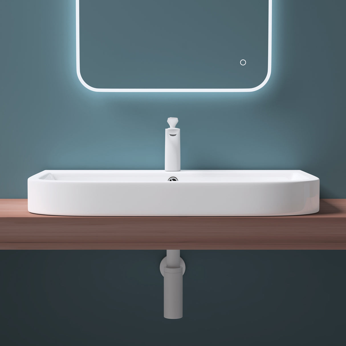 glasvilla Lavabo da appoggio 81X49X18cm Lavandino Bagno in Ceramica Nano Rivestimenti inclusi Bianco Brüssel5021