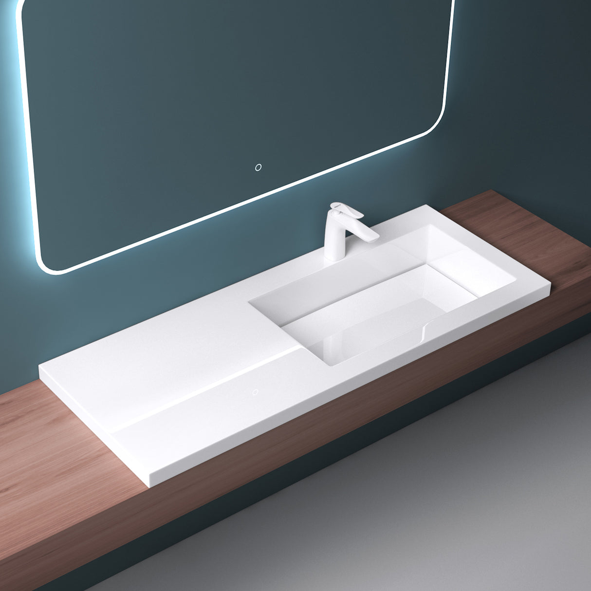 glasvilla lavabo de encastre lavabo a la derecha BTH: 120x46x13,5cm diseño de mueble de lavabo en mineral colado en blanco Colossum820