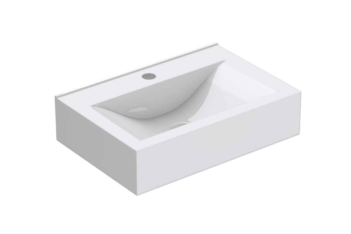 glasvilla lavabo sobre encimera, BTH: 45x30,5x10,5cm, en blanco, de cerámica, cuadrado, con recubrimiento nano/efecto loto Brüssel118c