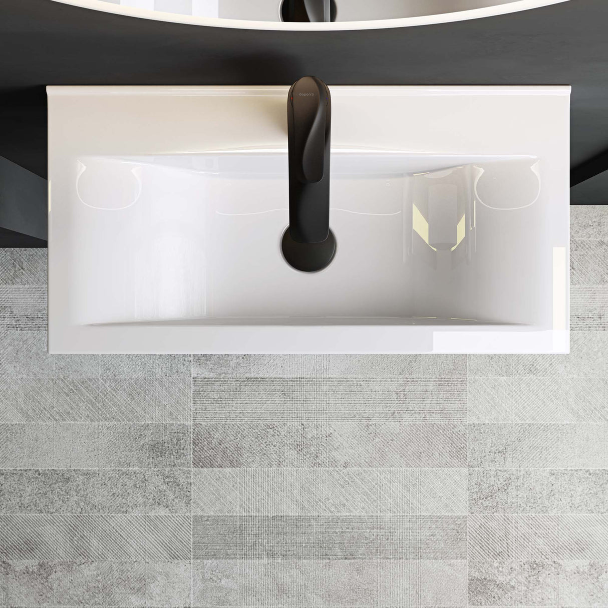 lavabo suspendido sobre encimera baño | rectangular | blanco brillante | 62x32x12cm | cerámica | 1 orificio para grifo Brüssel118G