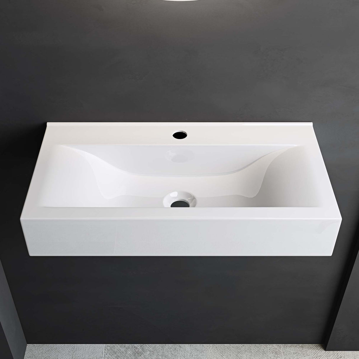 lavabo suspendido sobre encimera baño | rectangular | blanco brillante | 62x32x12cm | cerámica | 1 orificio para grifo Brüssel118G