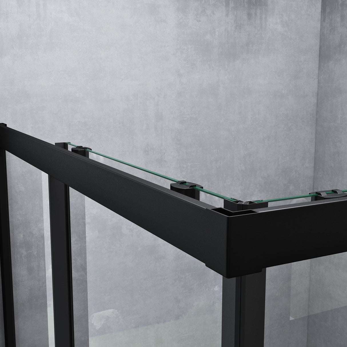 Cabine de douche Glasvilla avec double porte coulissante, porte d'angle, verre véritable effet lotus, verre de sécurité trempé 6 mm Ravenna16K noir