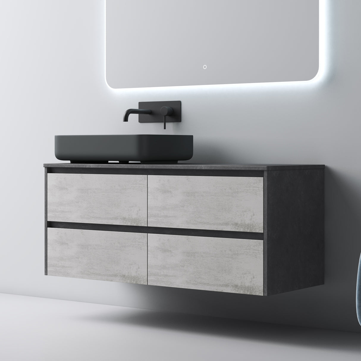 glasvilla Badmöbel-Set Waschbeckenunterschrank mit 2-Schubladen inkl. Waschbecken Normal