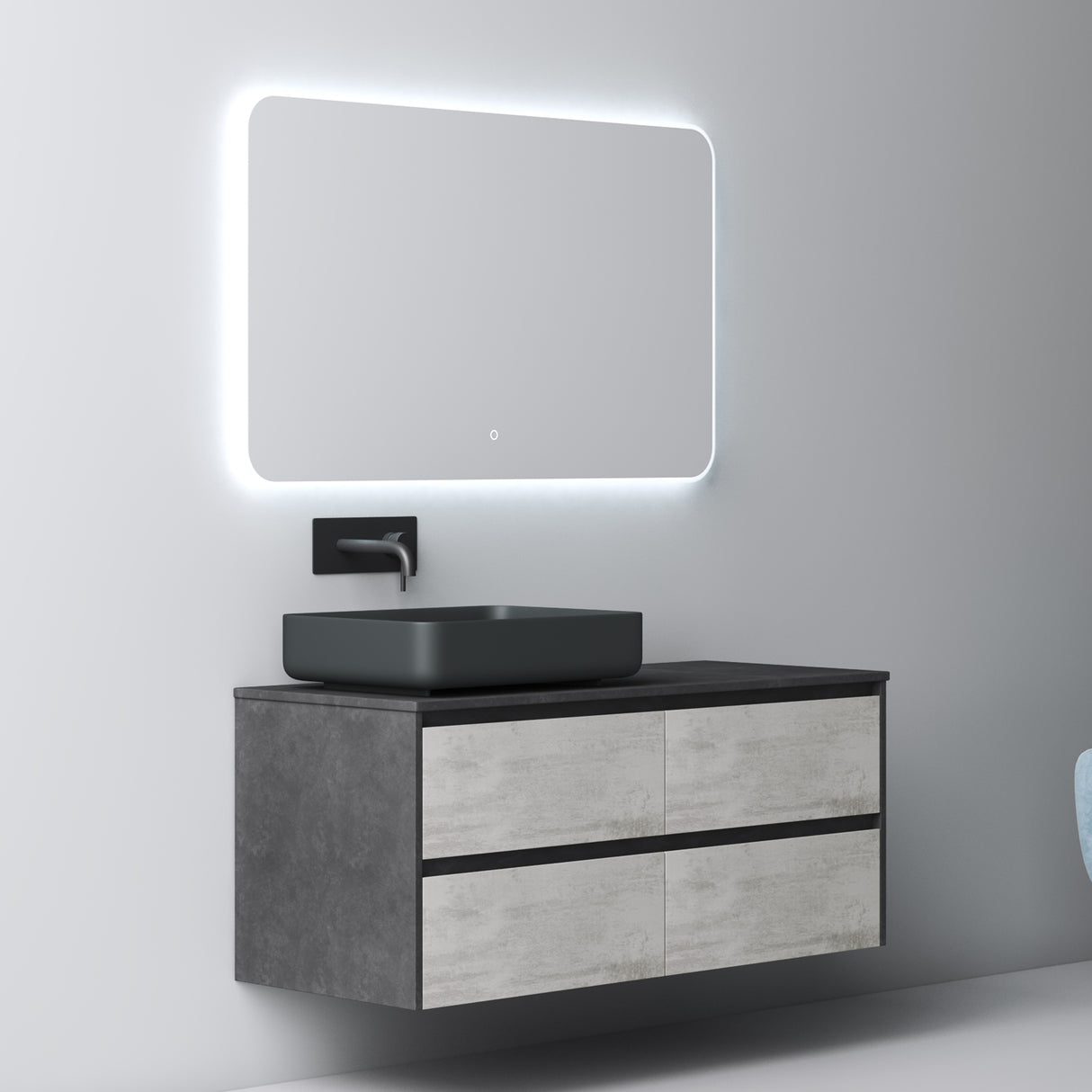 glasvilla Badmöbel-Set Waschbeckenunterschrank mit 2-Schubladen inkl. Waschbecken Normal