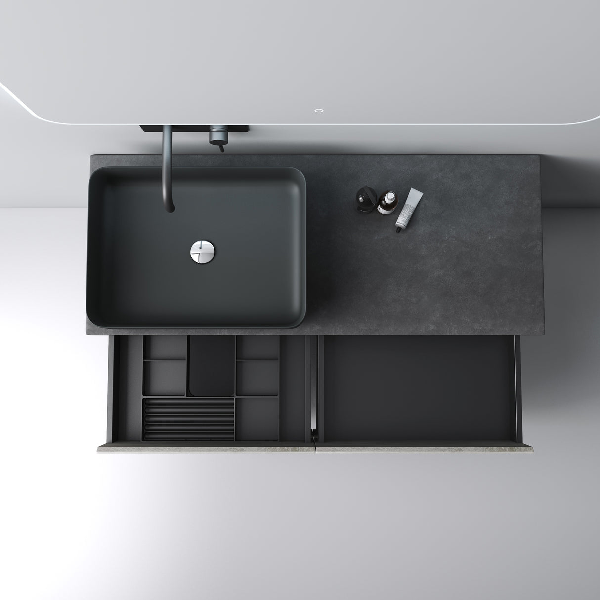 glasvilla Badmöbel-Set Waschbeckenunterschrank mit 2-Schubladen inkl. Waschbecken Normal