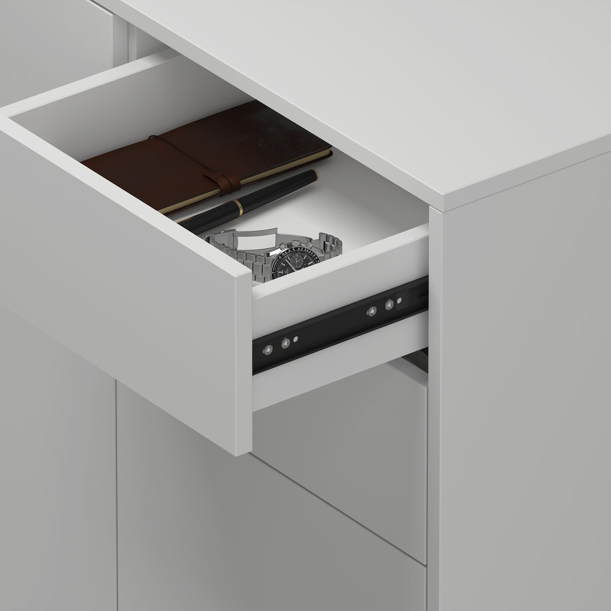 glasvilla Mobile Contenitore con 2 Ante e 2 Cassetti Mobiletto Bagno per Soggiorno, Sala da Pranzo, Camera da Letto Schrank05