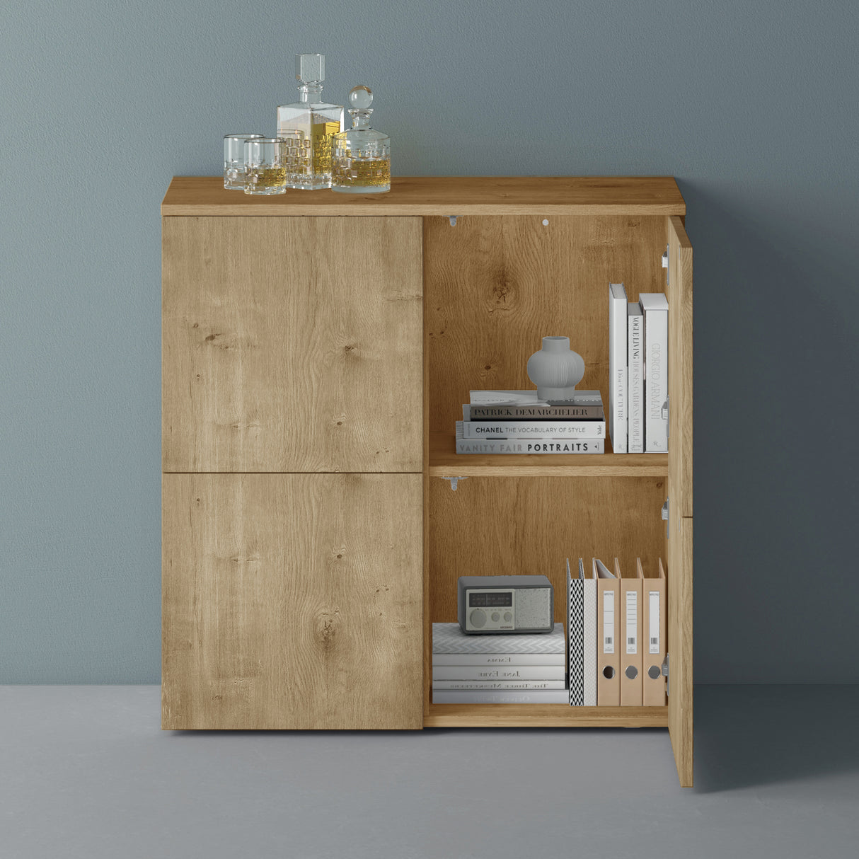 glasvilla Mobile Contenitore con 4 ante e 4 vani per Soggiorno, Sala da Pranzo, Camera da Letto Schrank04