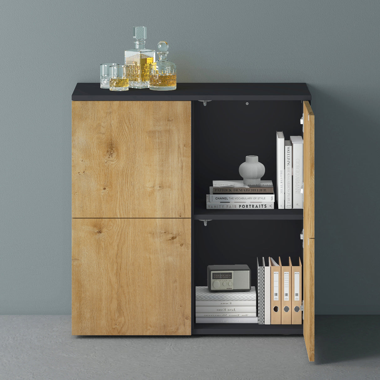 glasvilla Mobile Contenitore con 4 ante e 4 vani per Soggiorno, Sala da Pranzo, Camera da Letto Schrank04