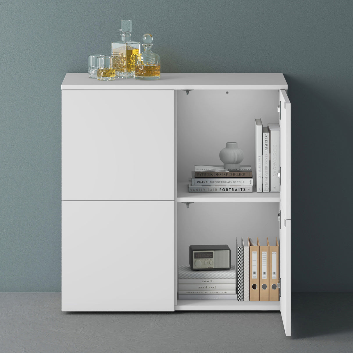 glasvilla Mobile Contenitore con 4 ante e 4 vani per Soggiorno, Sala da Pranzo, Camera da Letto Schrank04