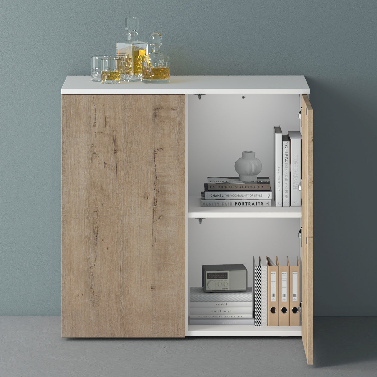 glasvilla Mobile Contenitore con 4 ante e 4 vani per Soggiorno, Sala da Pranzo, Camera da Letto Schrank04