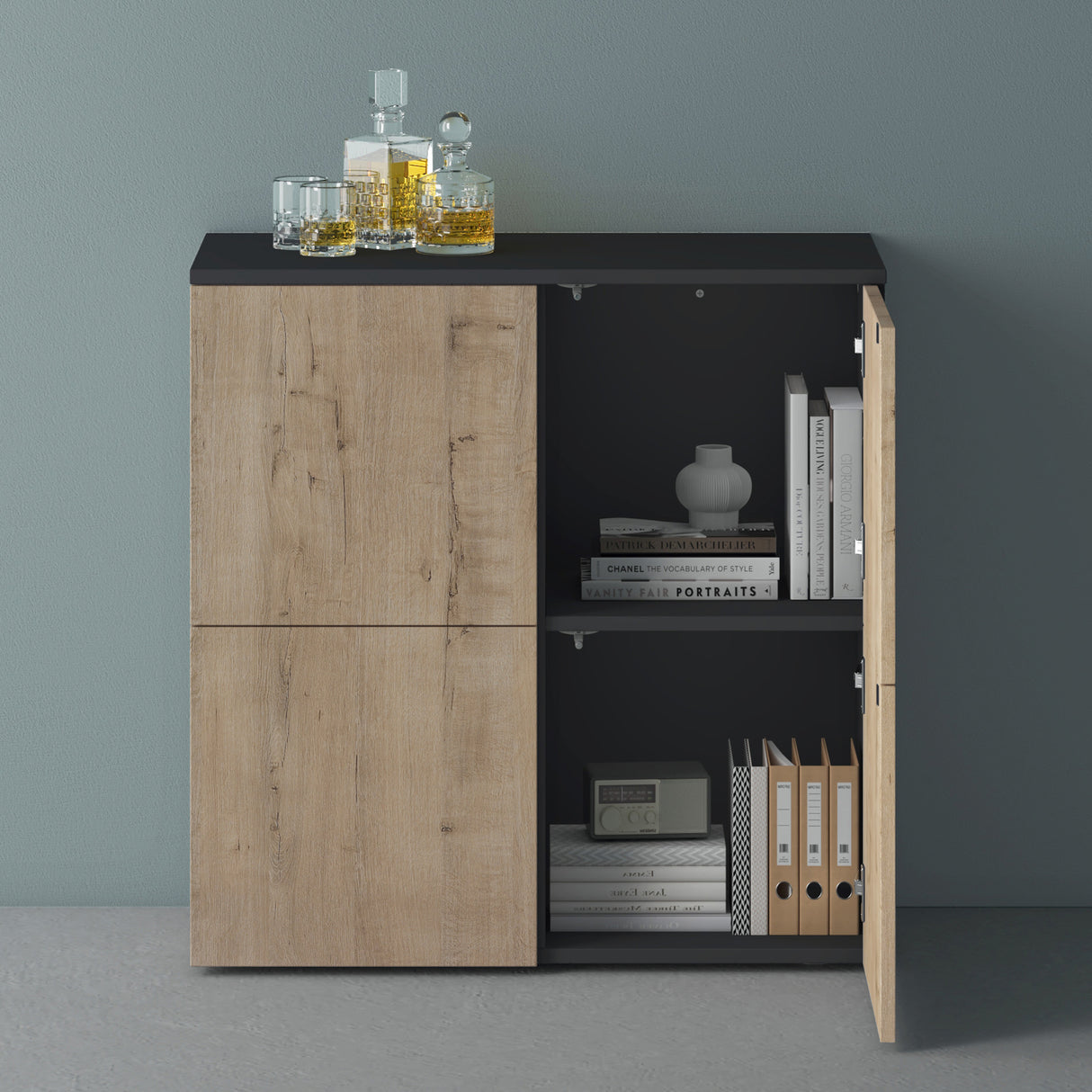 glasvilla Mobile Contenitore con 4 ante e 4 vani per Soggiorno, Sala da Pranzo, Camera da Letto Schrank04