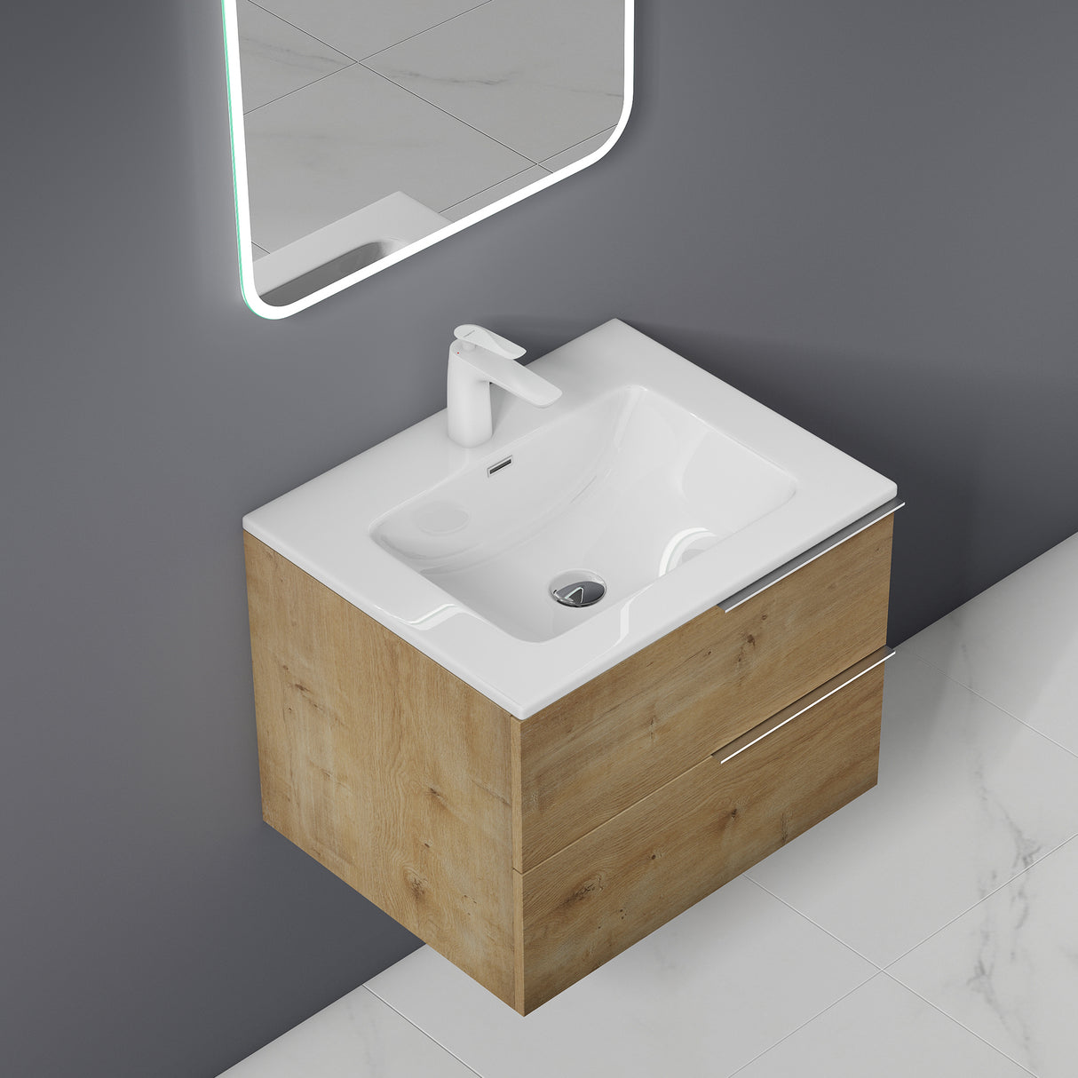 glasvilla Badmöbelset Unterschrank con lavabo mueble de baño 2 cajones lavabo mueble de baño Paestum