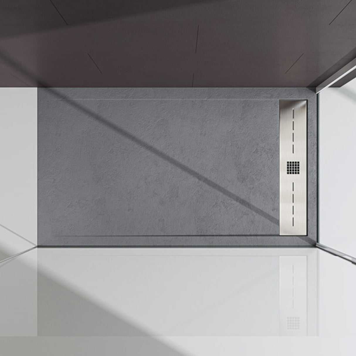 Piatto doccia Glasvilla Piatto doccia per box doccia piatto rettangolare grigio cemento in ghisa minerale di alta qualità Corvus