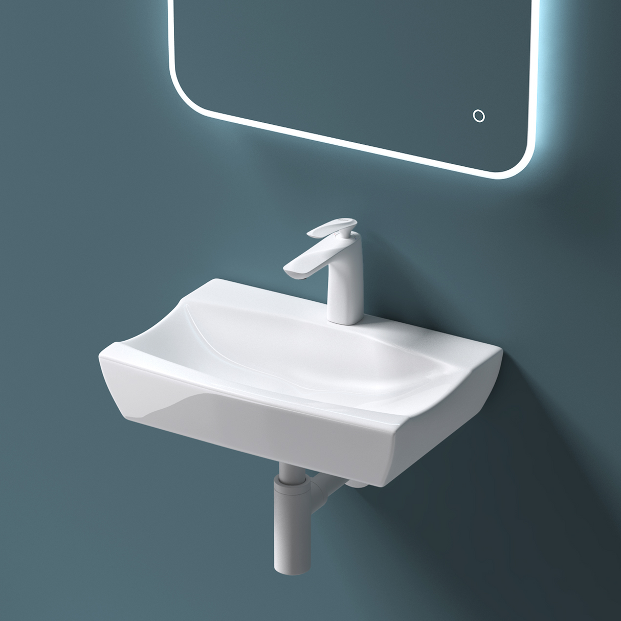 glasvilla lavabo de encimera, blanco Bruselas152B de cerámica, con recubrimiento nano