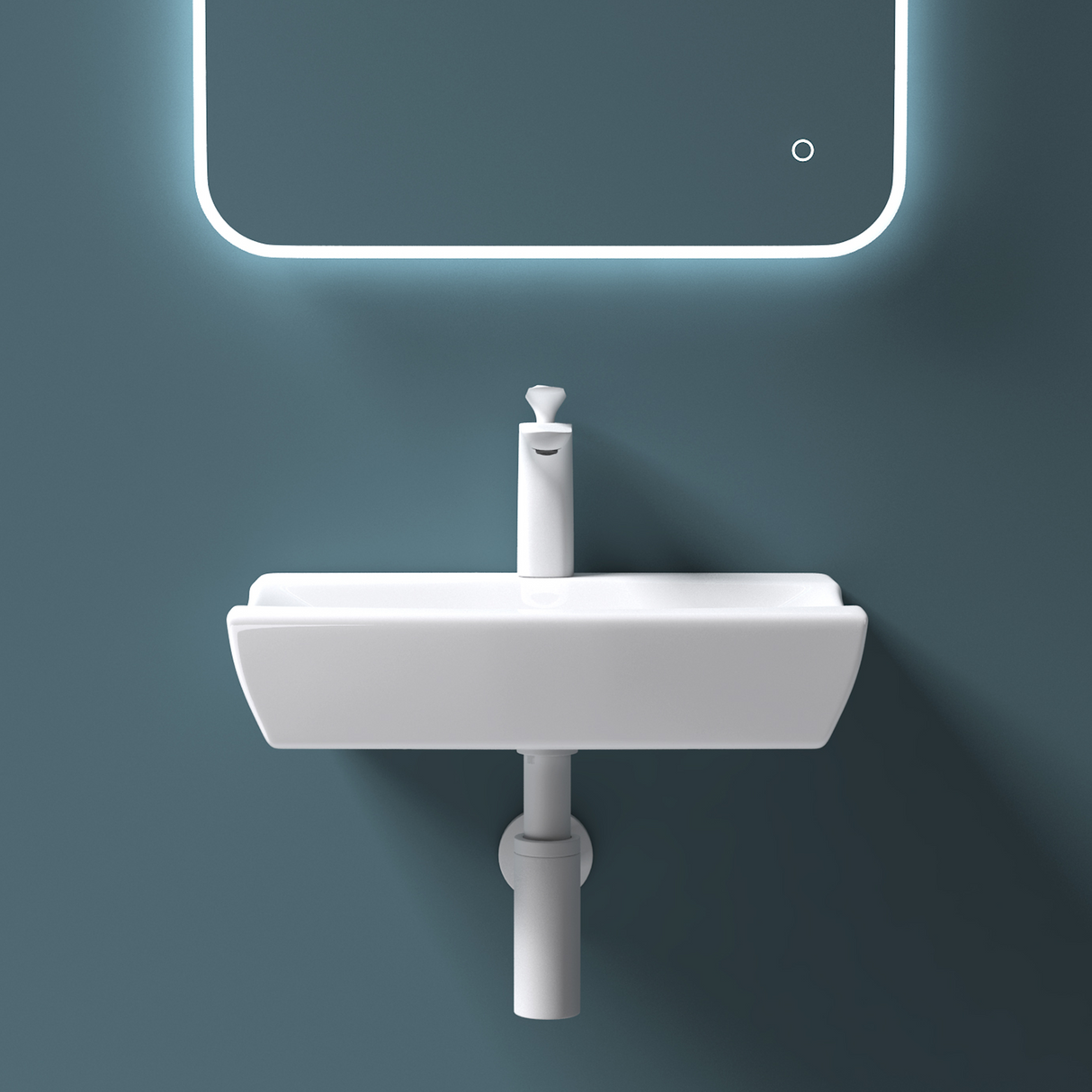 glasvilla lavabo de encimera, blanco Bruselas152B de cerámica, con recubrimiento nano