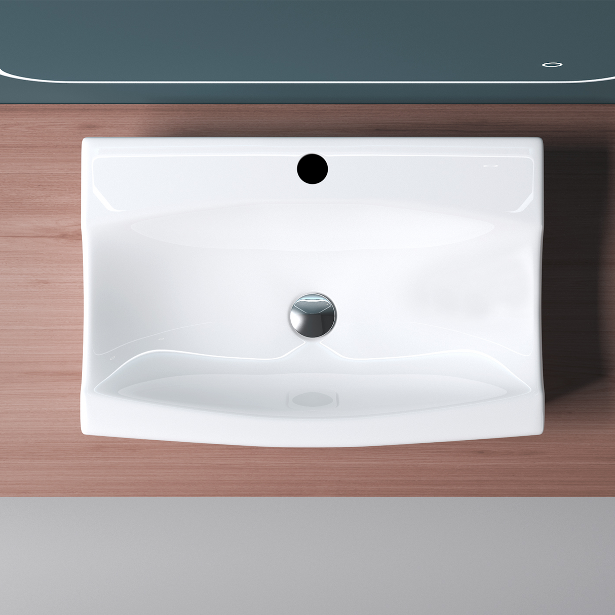 glasvilla lavabo de encimera, blanco Bruselas152B de cerámica, con recubrimiento nano