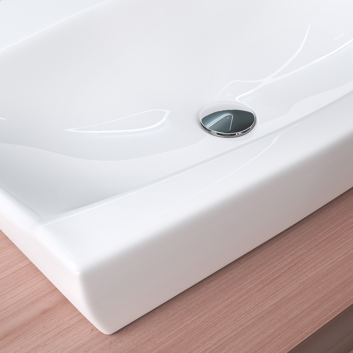 glasvilla lavabo de encimera, blanco Bruselas152B de cerámica, con recubrimiento nano