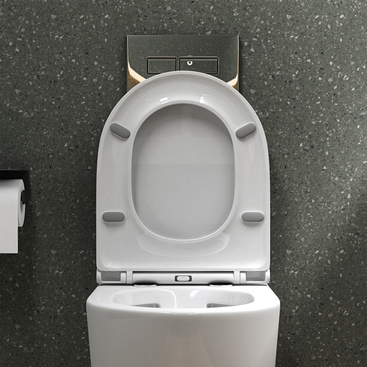 glasvilla Sanitari Bagno Sospeso in Ceramica WC Sospeso senza Brida con Chiusura di Soft Close