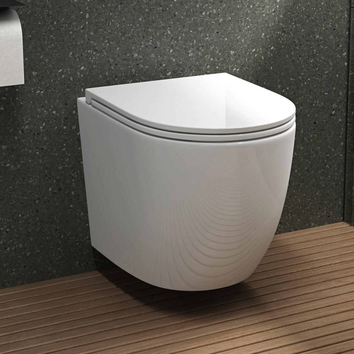 glasvilla Sanitari Bagno Sospeso in Ceramica WC Sospeso senza Brida con Chiusura di Soft Close