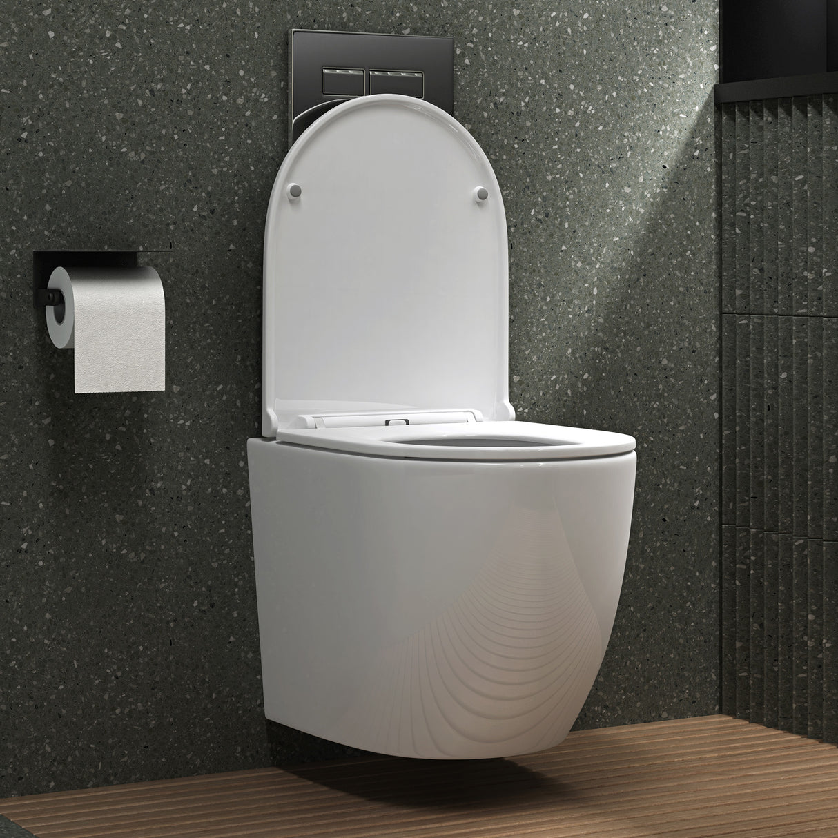 glasvilla Sanitari Bagno Sospeso in Ceramica WC Sospeso senza Brida con Chiusura di Soft Close