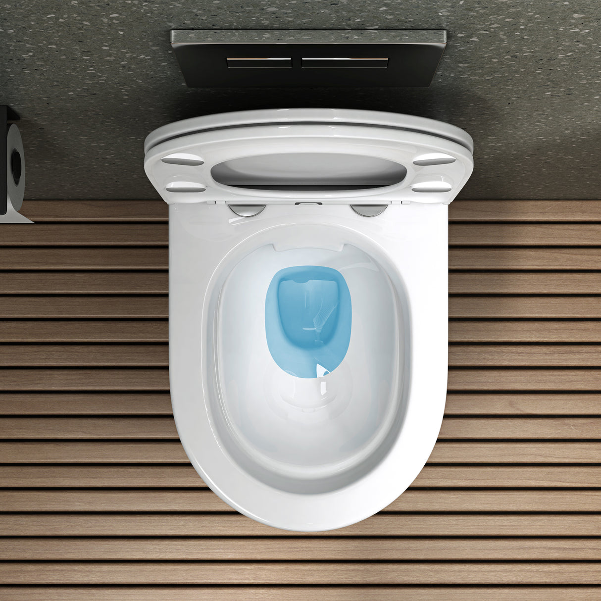 WC suspendu sans bride Glasvilla, noir, avec abattant à fermeture ralentie