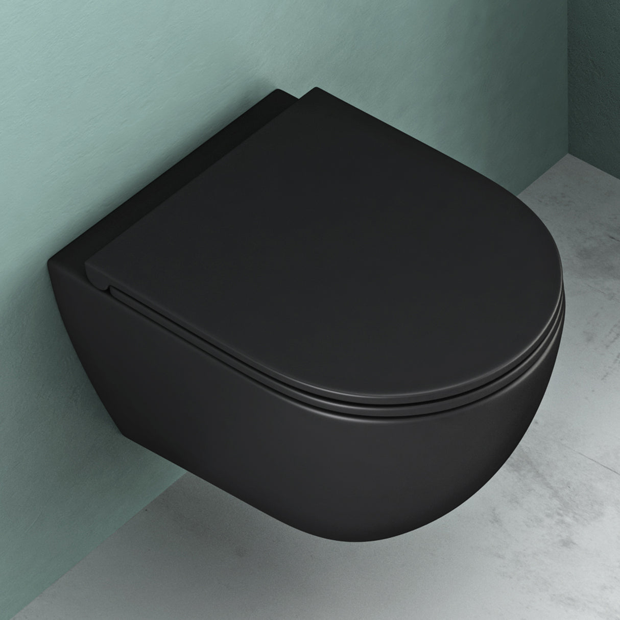 Glasvilla Design Inodoro Suspendido Negro Sin Borde Aachen179 – WC con Asiento Soft-Close