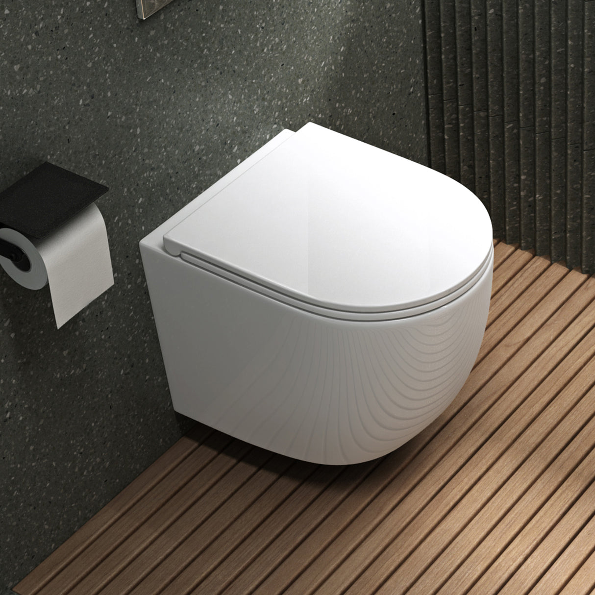 glasvilla Sanitari Bagno Sospeso in Ceramica WC Sospeso senza Brida con Chiusura di Soft Close