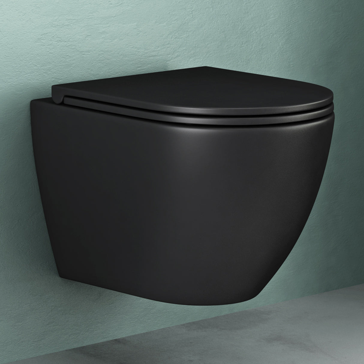 glasvilla Wand WC spülrandlos Schwarz Hänge WC spülrandlos Toilette WC mit Sitz Softclose