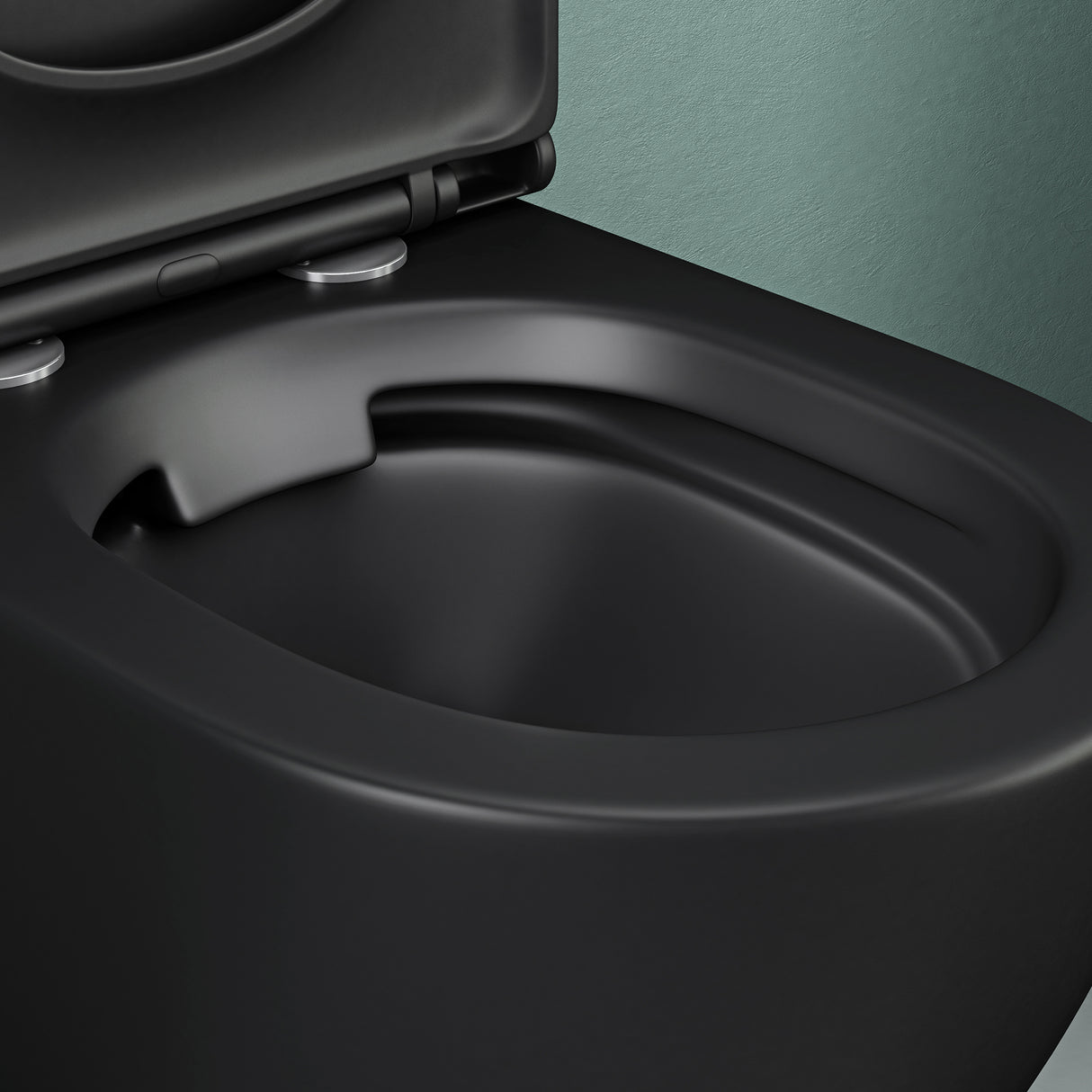 Glasvilla Design Inodoro Suspendido Negro Sin Borde Aachen179 – WC con Asiento Soft-Close