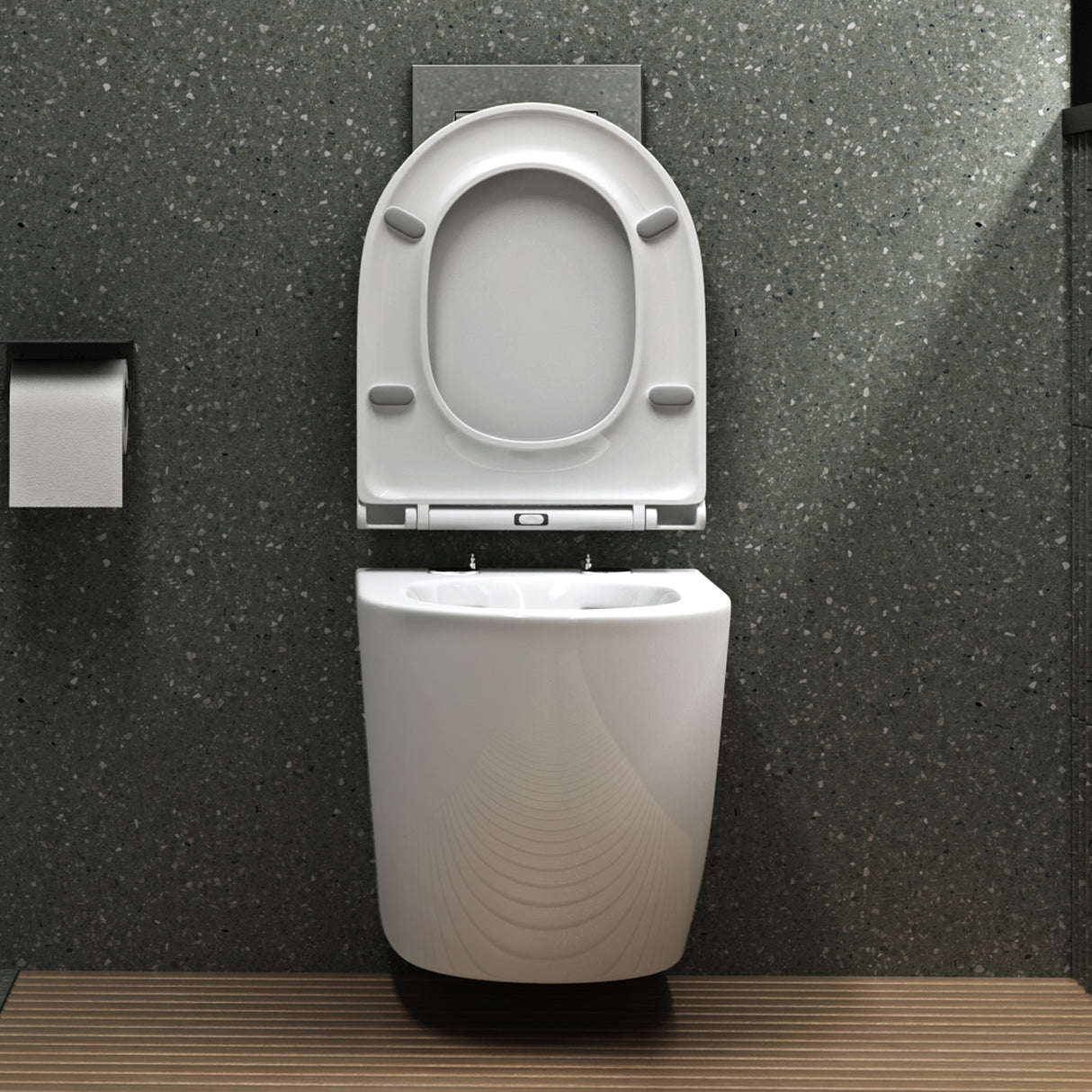 glasvilla Sanitari Bagno Sospeso in Ceramica WC Sospeso senza Brida con Chiusura di Soft Close