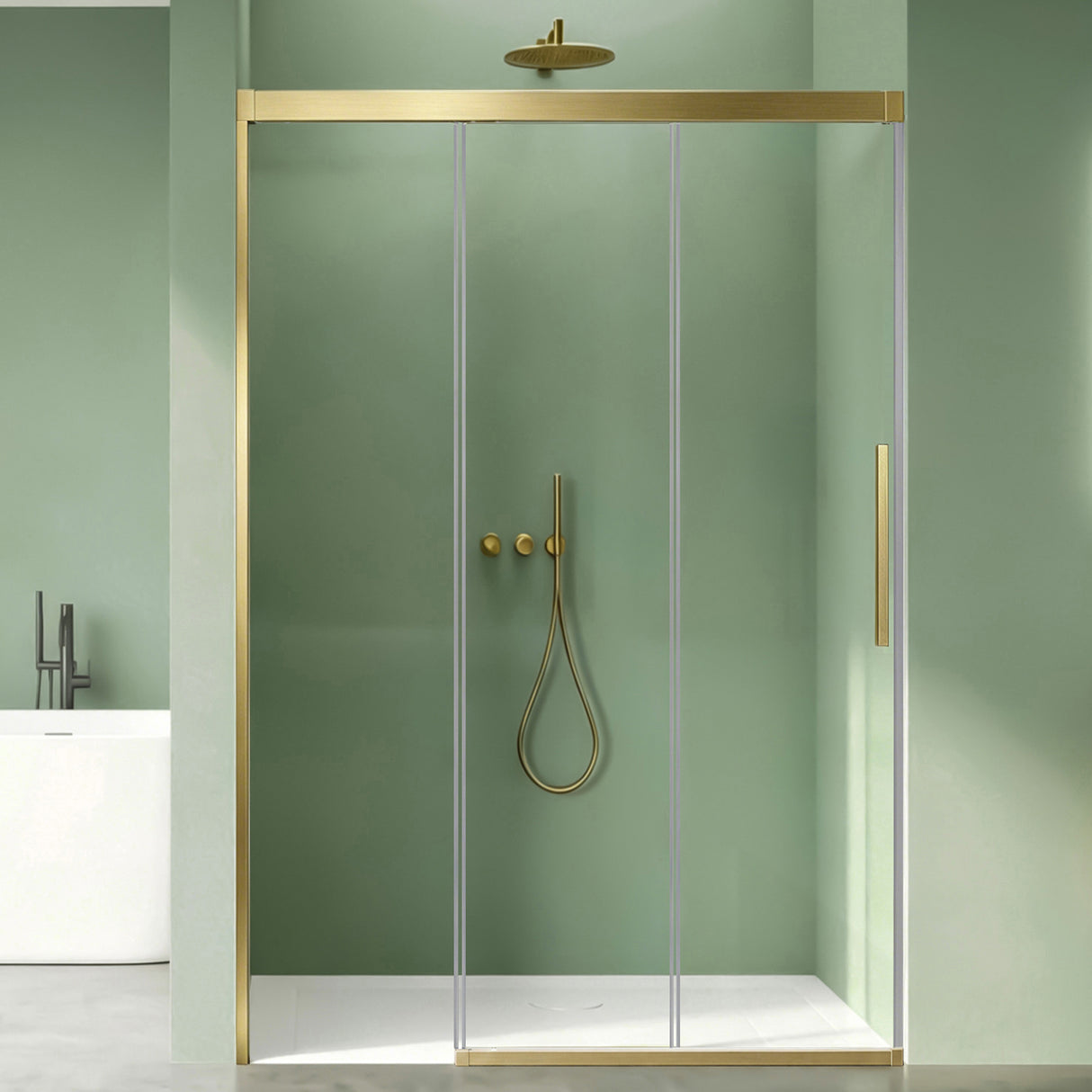 glasvilla Schiebetür für dusche, Nischentür 3-teilig Duschtür Duschakbine Duschabtrennung, 8mm Sicherheitsglas mit Nanobeschichtung, Soft-Close-System Teramo70K