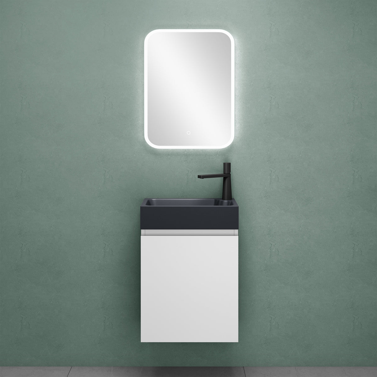 conjunto de muebles de baño glasvilla compuesto por lavabo en antracita mate y mueble bajo lavabo BTH: 46x26x63cm Pisa02