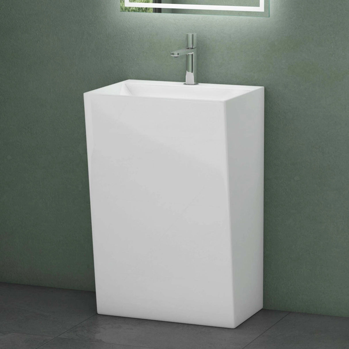 lavabo de diseño glasvilla freestanding Col40 blanco, de mineral, lavabo, BTH: 55x42x85cm