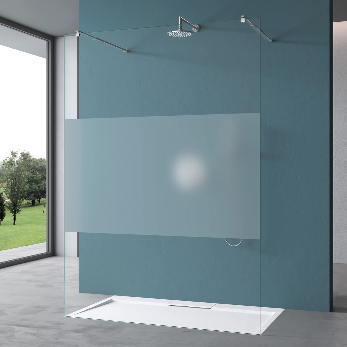 glasvilla Duschwand Duschabtrennung 2 Haltestange für Walk-In Dusche 10mm ESG-Sicherheitsglas mit Nanobeschichtung Rechteckiger Stabilisator Bremen02+2