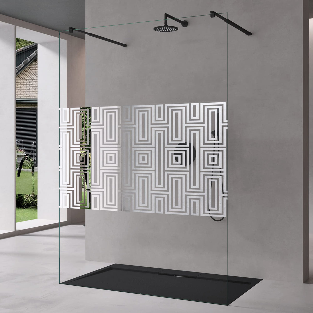 glasvilla Duschwand Duschabtrennung 2 Haltestange für Walk-In Dusche 10mm ESG-Sicherheitsglas mit Nanobeschichtung Rechteckiger Stabilisator Bremen02+2