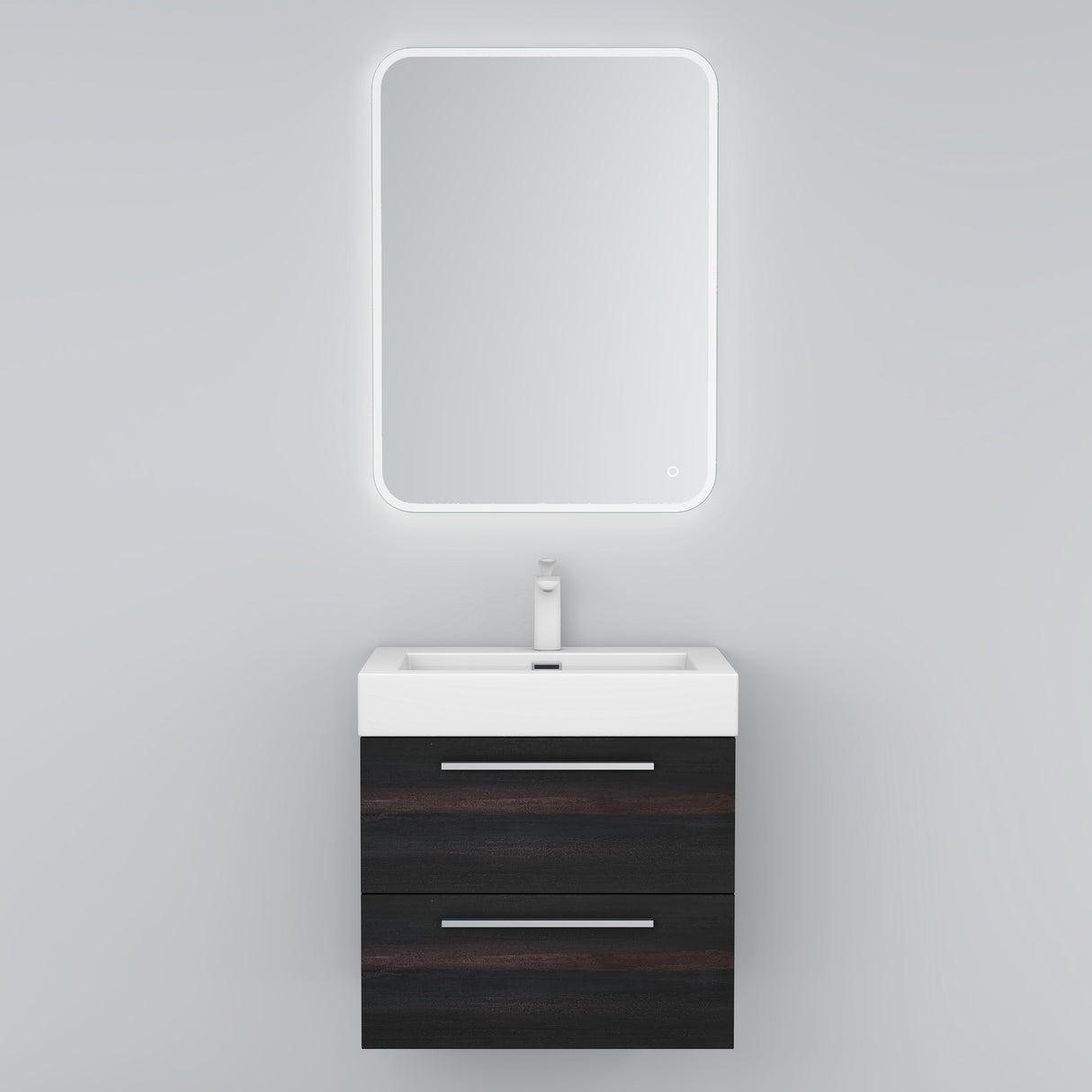 Ensemble de meubles de salle de bain Glasvilla comprenant un meuble-lavabo avec meuble bas et vasque en fonte minérale Quadratto