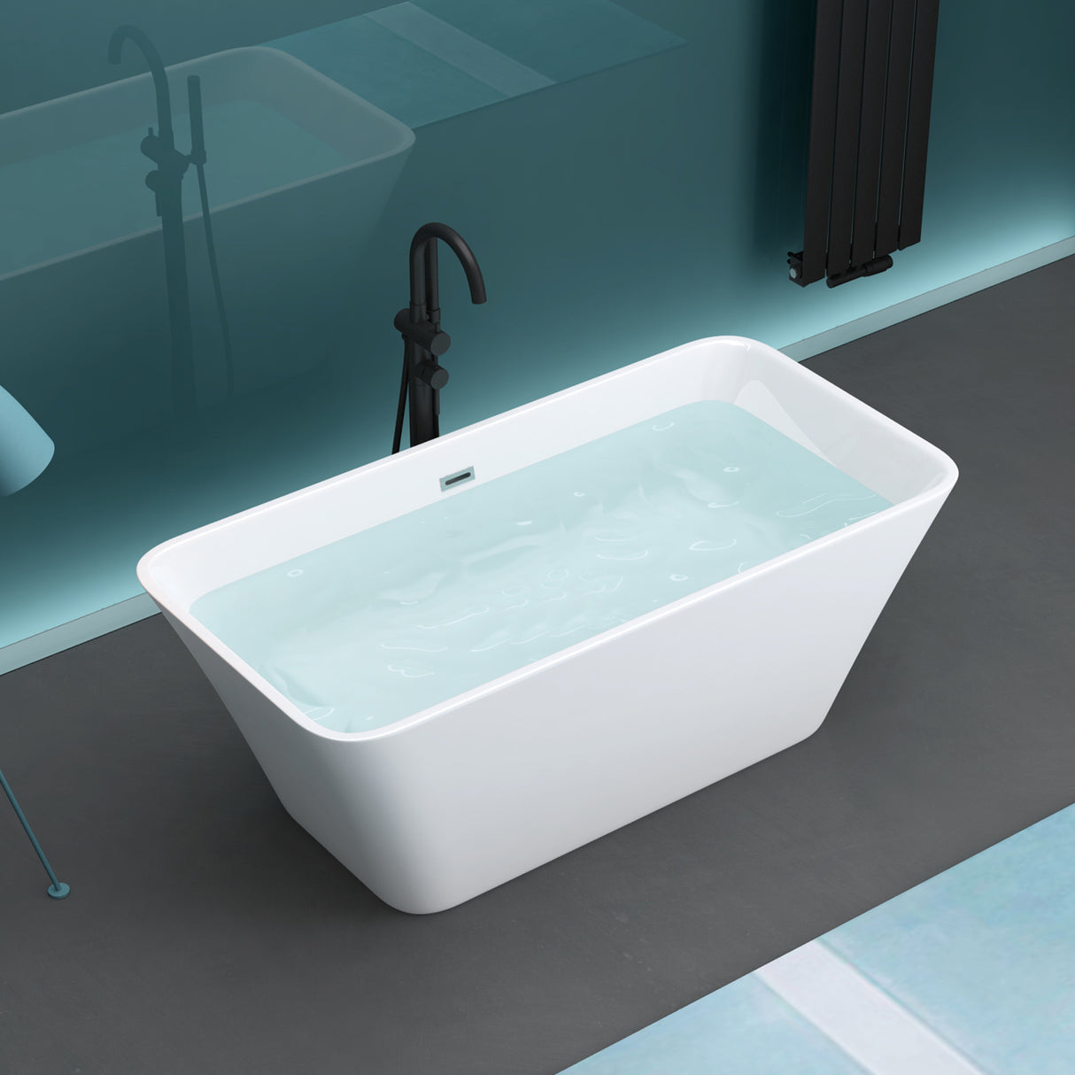 glasvilla Bañera Independiente Acrílico Ovalada Bañera de Acrílico de Pie incl. Kit de Drenaje Pop Up Blanco